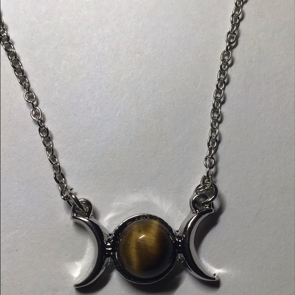Triple Moon Goddess Pendant Necklace - Sterling Silver With Moonstone, 7/8 Inch - View #8